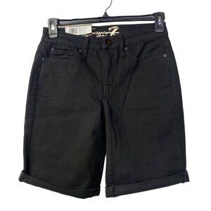 SEVEN7 SUNSET BERMUDA BLACK DENIM SHORTS‎ 9" SZ 6 NWT
